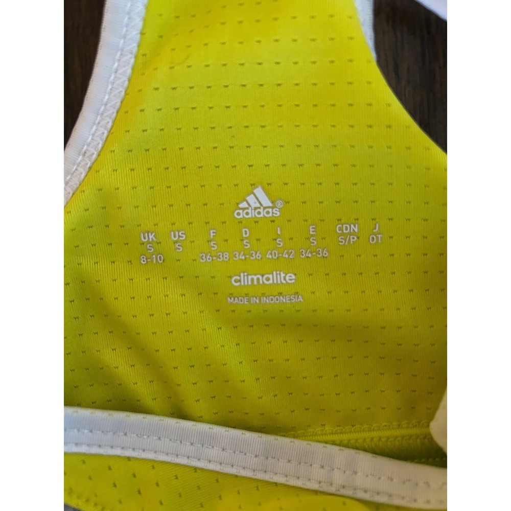 Adidas Climalite Womens Sports Bra Neon Yellow Lime Green Strappy Racerback S - Picture 3 of 5